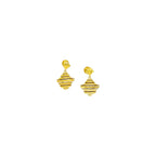 Pair of gold earrings on a white background