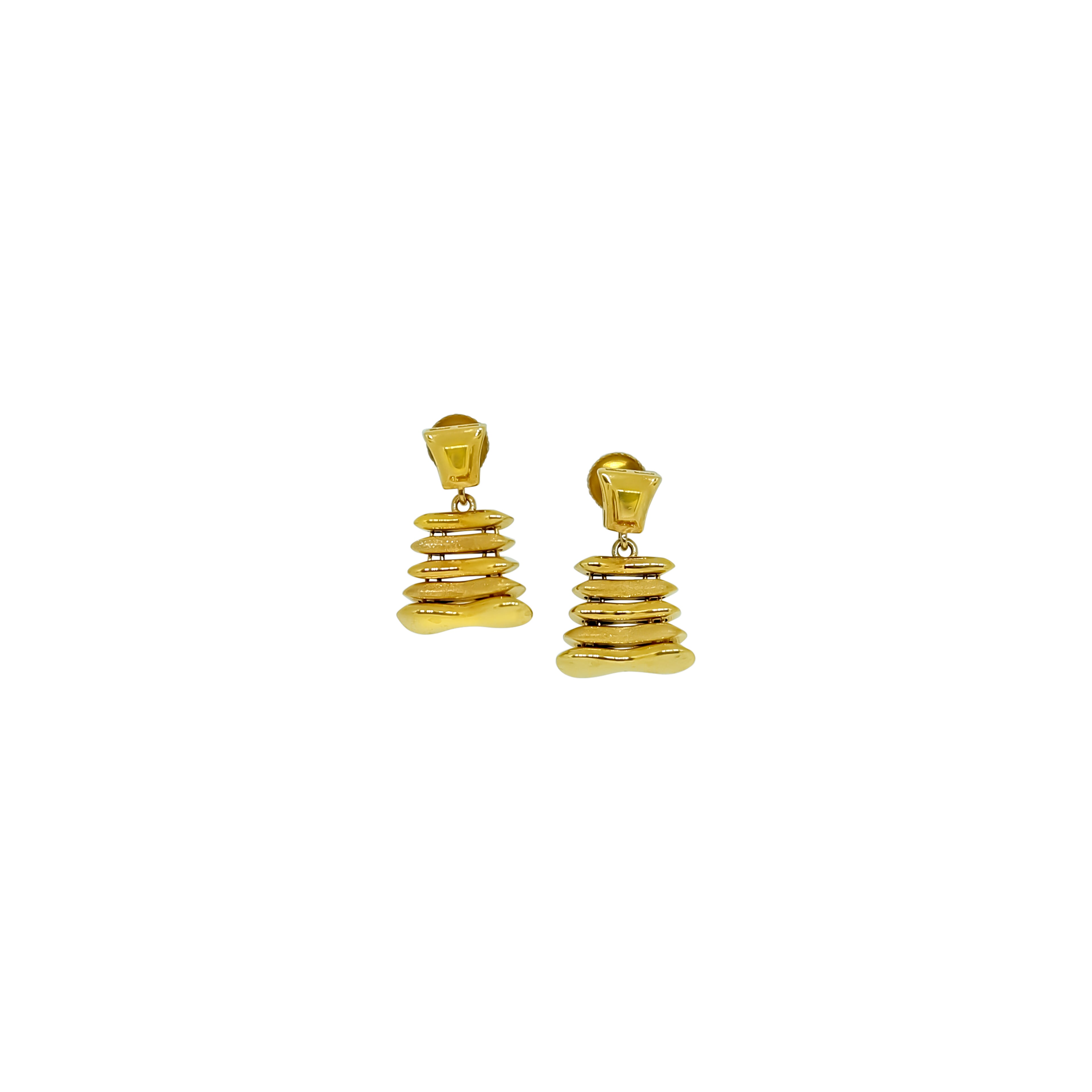 Fluid Layers Gold Drop Earrings