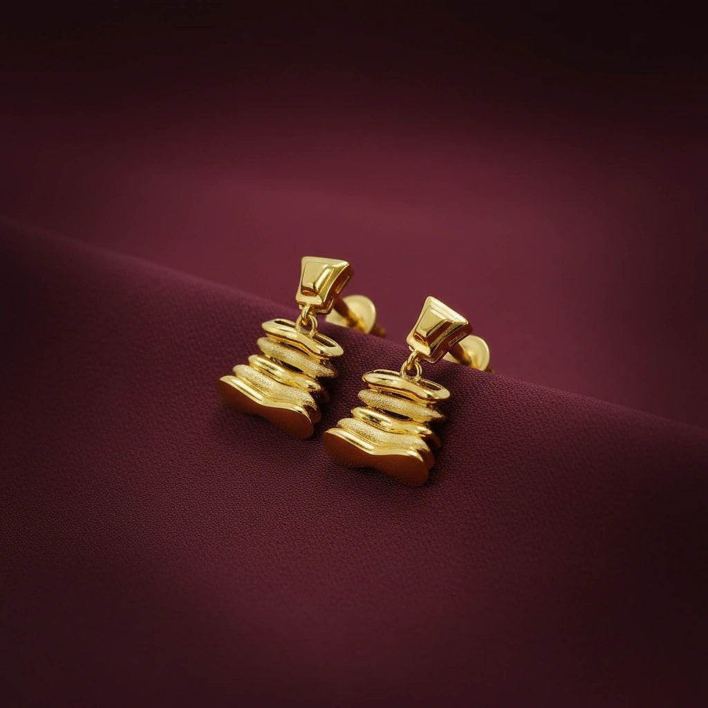 Fluid Layers Gold Drop Earrings