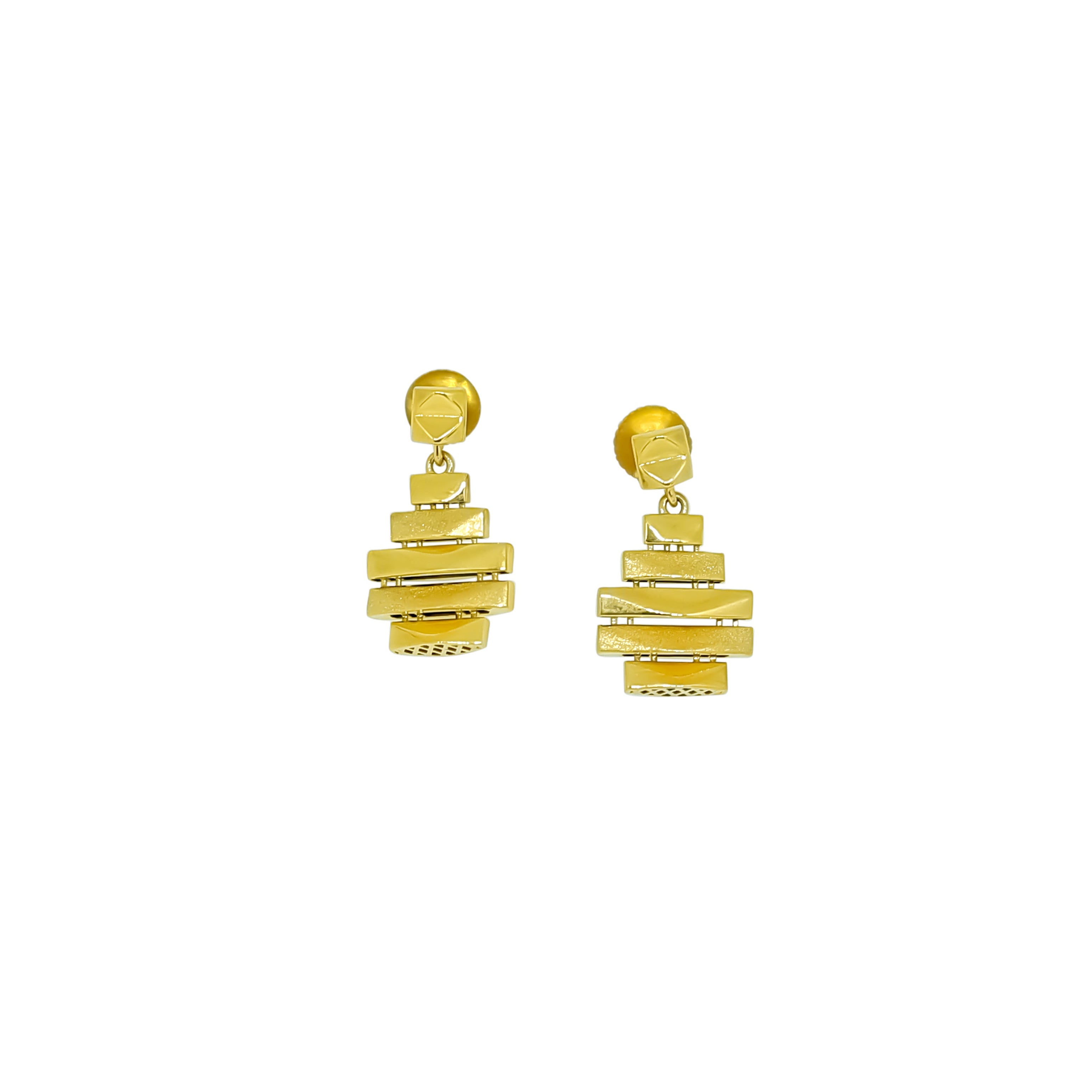 Stacked layers gold drop earrings