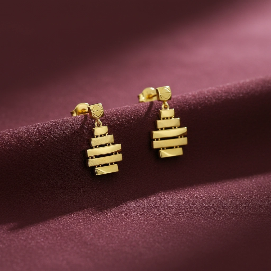 Stacked layers gold drop earrings