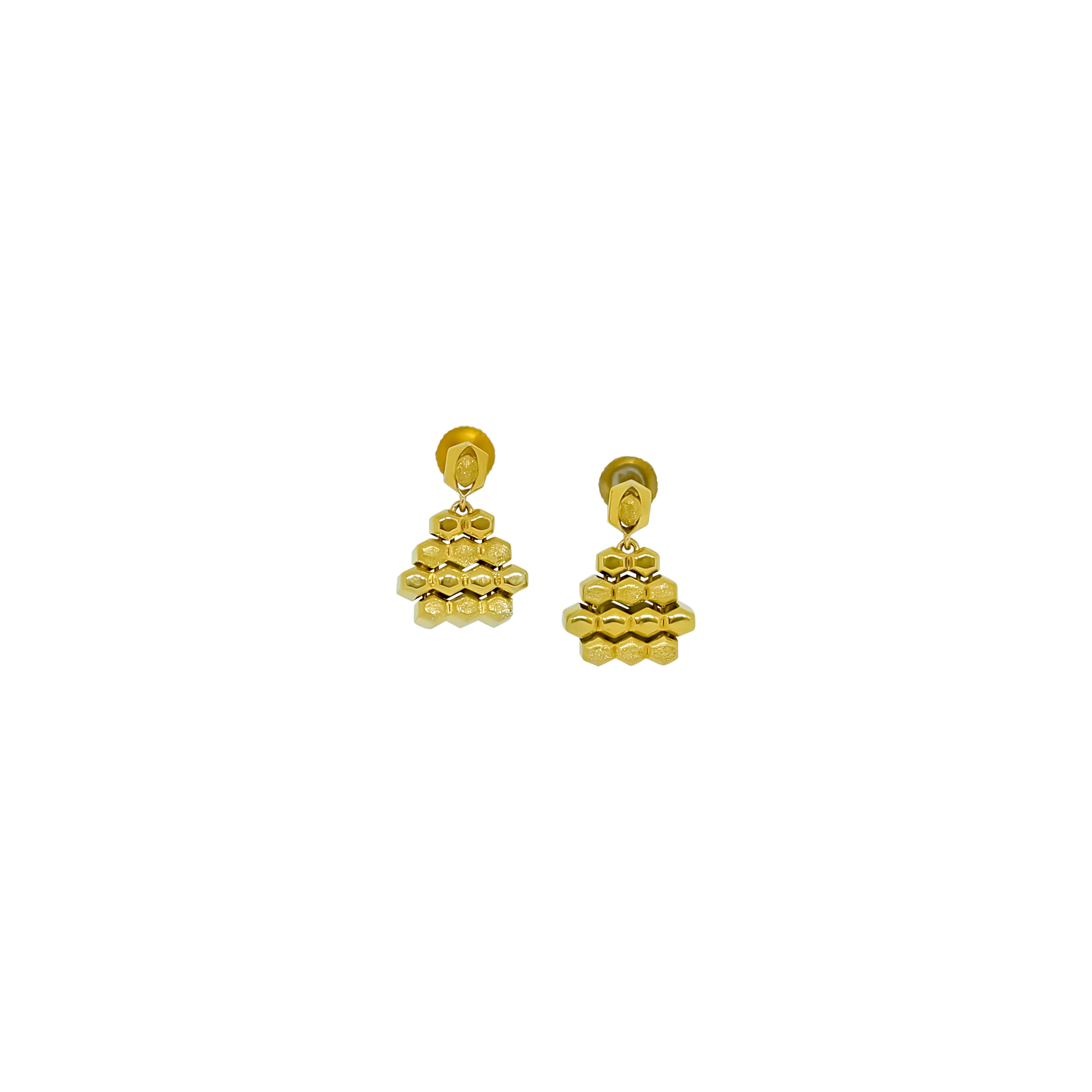 Honeycomb grid drop earrings