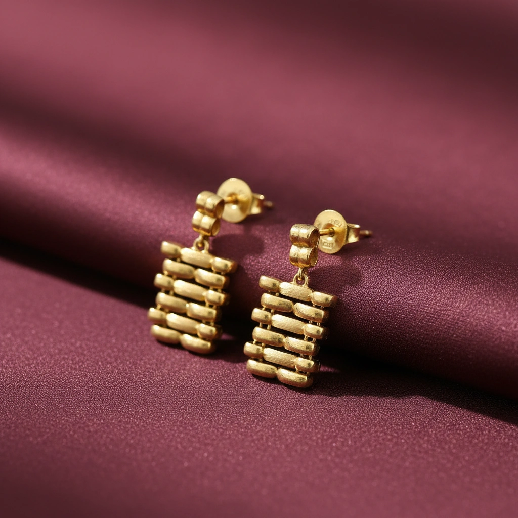 Layered Bar Gold Drop Earrings