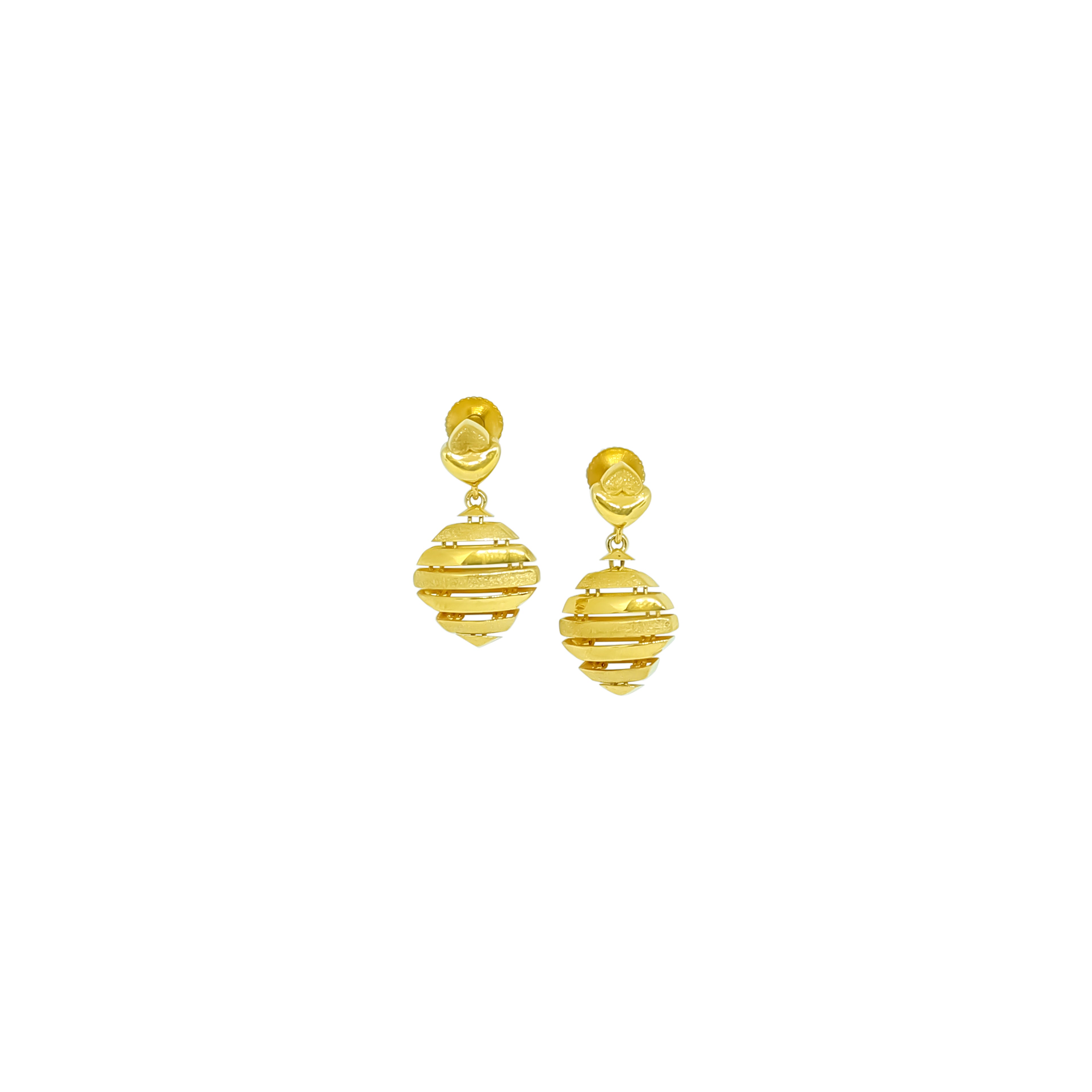 Ripple form gold drop earrings