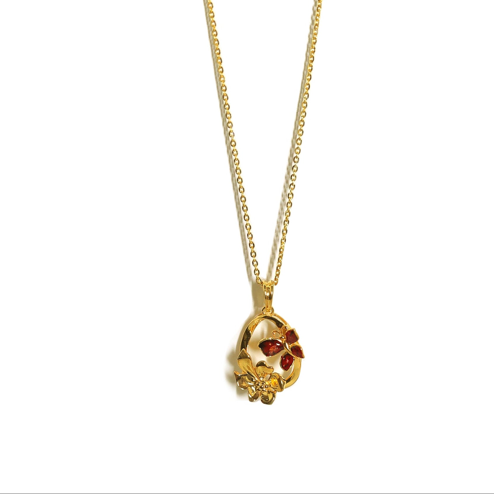 Scarlet bloom gold pendant chain