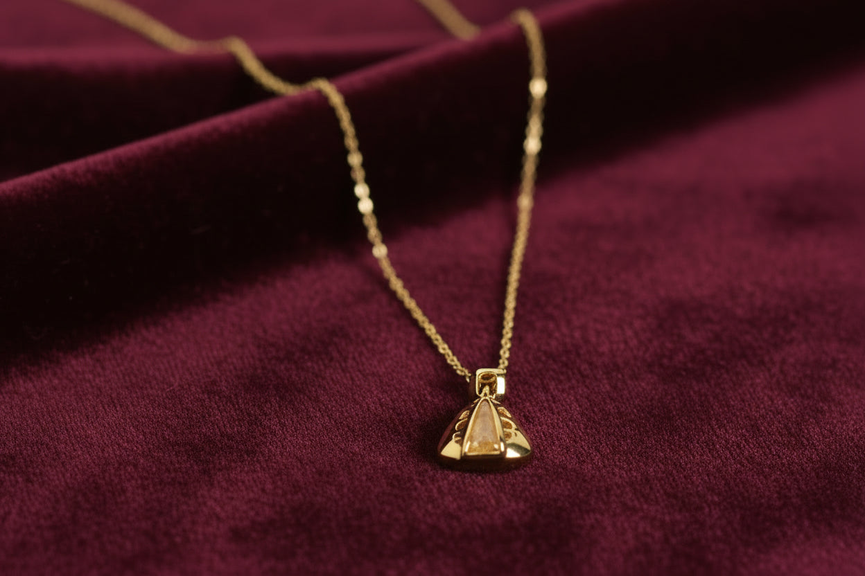 Golden facet drop pendant chain