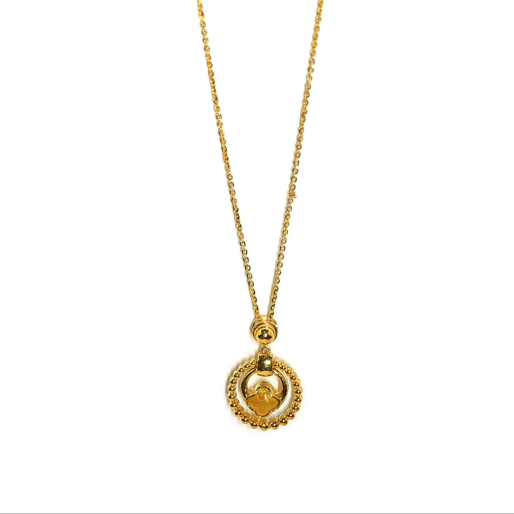 Beaded medallion gold pendant chain
