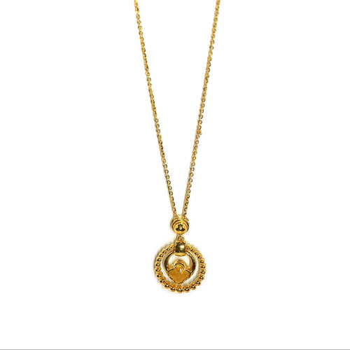 Beaded medallion gold pendant chain