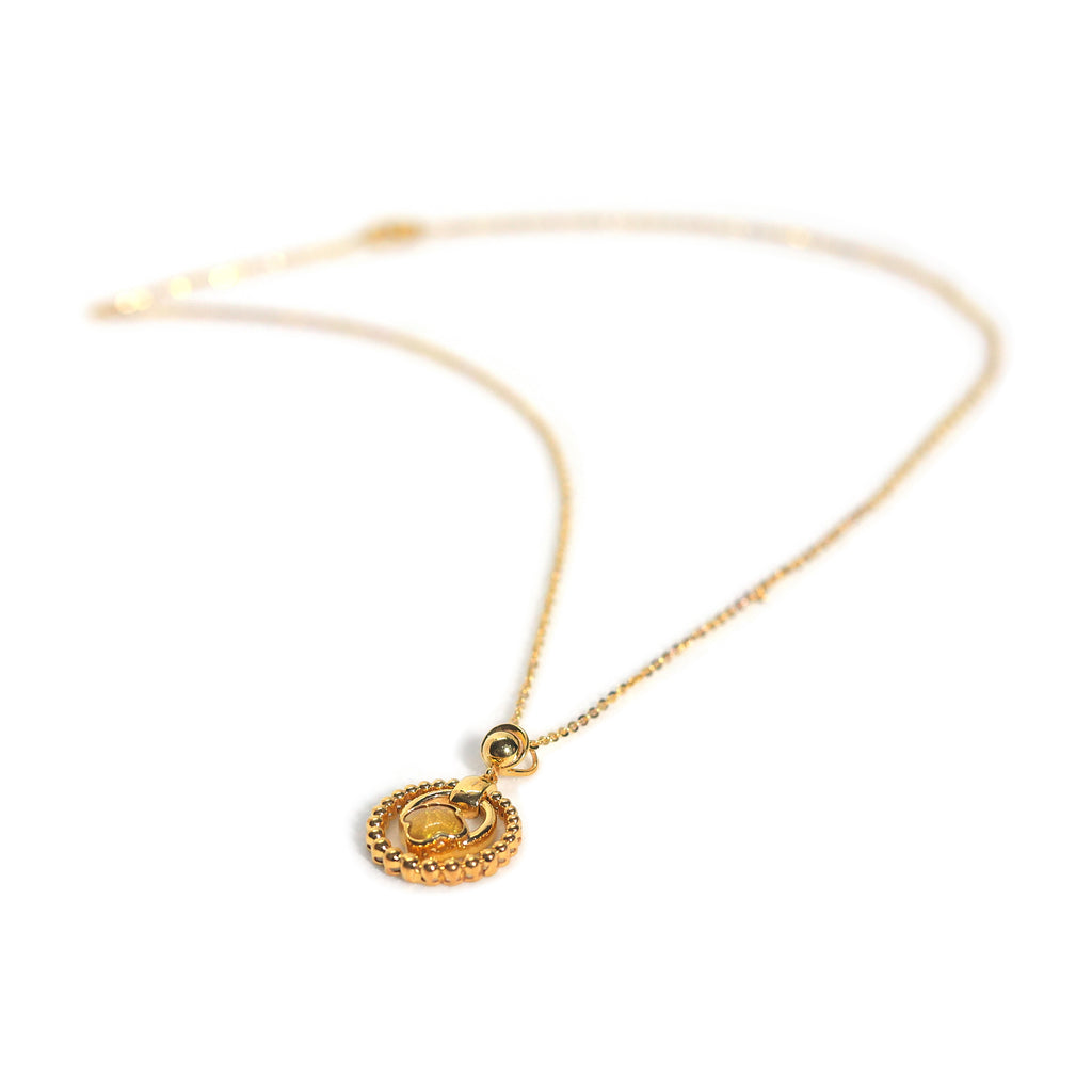 Beaded medallion gold pendant chain