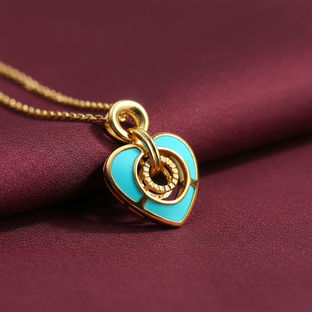 Elara Heart – Turquoise Enamel Gold Pendant Necklace
