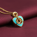 Elara Heart – Turquoise Enamel Gold Pendant Necklace