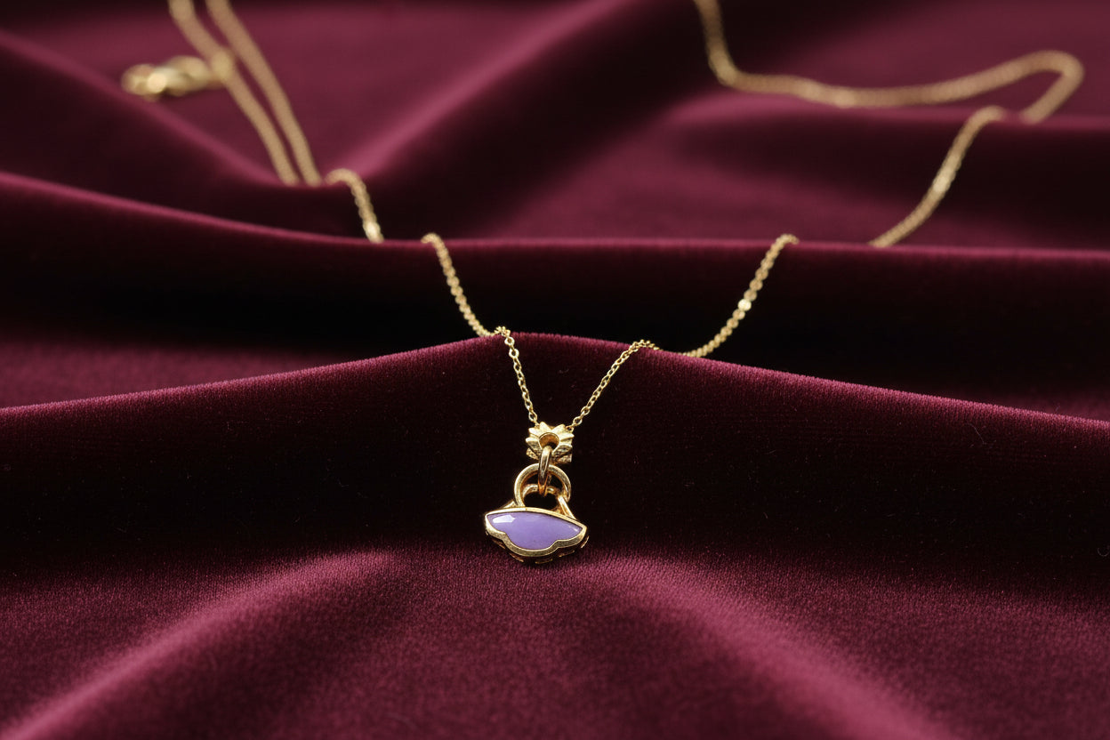 Lavender glow gold pendant necklace
