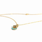 Aqua charm gold pendant chain