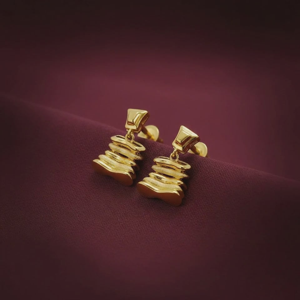 Fluid Layers Gold Drop Earrings